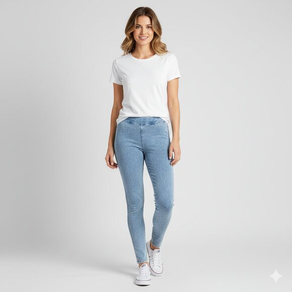 Aritzia Wilfred Leggings 2000s Y2K Blue Acid Wash skinny ankle leg Size Small - Picture 3 of 16